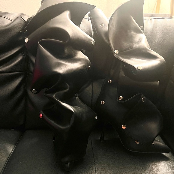 Women Knee High Boots Stiletto High Heel Boot Detachable Snap-off Panel Boots - Picture 3 of 8